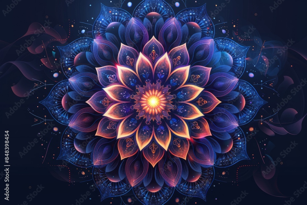 Poster mandala pattern in drawing style