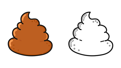 Funny cute happy Turd characters bundle set. Vector hand drawn cartoon kawaii character illustration icon. Cute Turd. Outline cartoon illustration for coloring book