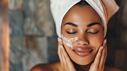 Beautiful African Woman Enjoying Facial Treatment at Spa