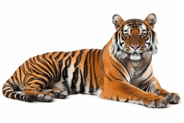Fototapeta premium Majestic Tiger Resting in Serene Wilderness, Vibrant Colors, Wildlife Photography