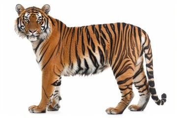 Obraz premium Pair of Tigers in Side Profile, Digital Wildlife Art, Vibrant Colors