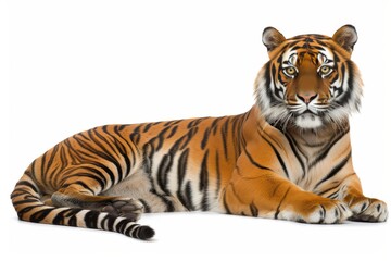 Obraz premium Resting Tiger on White Background, Vector Art, Wildlife Illustration