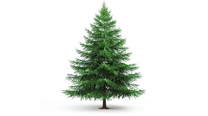 Flat design pine tree with a triangular shape, isolated on white background, evergreen and classic, highresolution, copy space