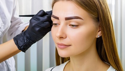 woman face during professional eyebrow mapping