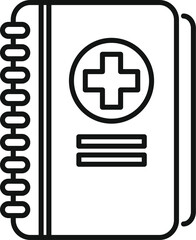 Fototapeta premium Simple line icon representing a medical record book, ideal for websites or apps related to healthcare