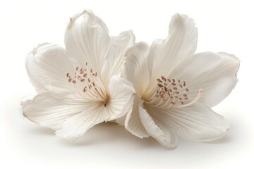 Fototapeta premium Close up of white orchid flowers, delicate and beautiful, studio setting, macro photography, natural beauty, serene and peaceful, floral elegance, bright and lively, detailed petals
