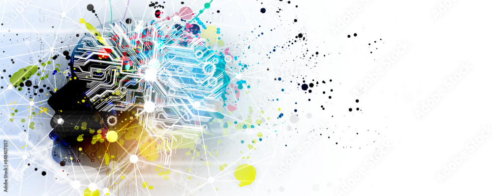 Aufkleber Abstract Artificial intelligence. Cloud computing. Machine learning. Technology web background. Virtual concept. Vector art.