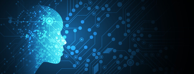 Abstract Artificial intelligence. Cloud computing. Machine learning. Technology web background. Virtual concept. Vector art.