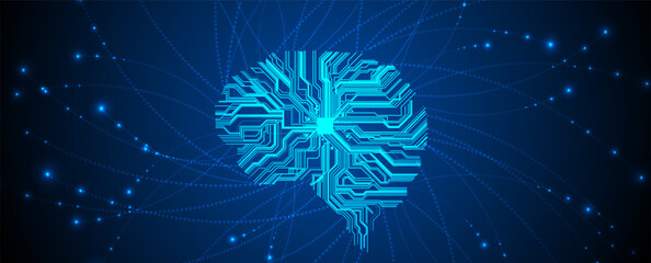 Abstract Artificial intelligence. Cloud computing. Machine learning. Technology web background. Virtual concept. Vector art.