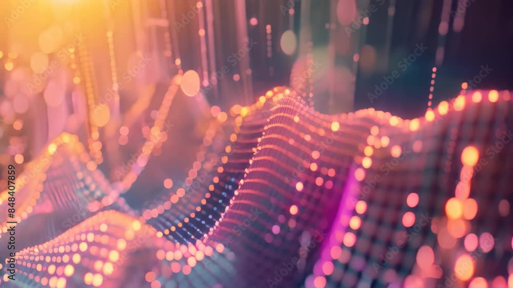 Poster abstract representation of colorful lights and lines blending in a blurry composition, abstract shap
