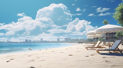 Obraz premium View on the beach with white sand Generative Ai