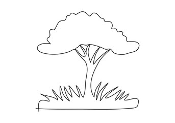 Tree. One line drawing vector illustration.