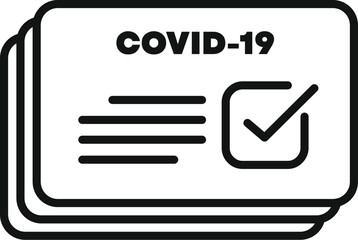 Line art icon of a covid 19 immunity passport verifying vaccination status