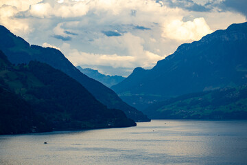 Alpine mountains and like in Switzerland. Alps nature in Switzerland. Swiss Alps. Panoramic of the...