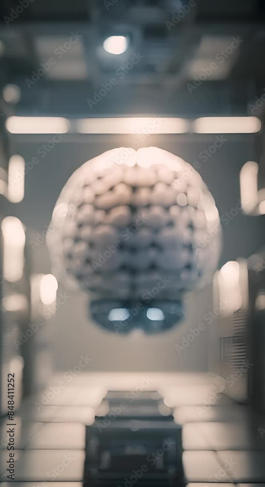 Poster a brain suspended in the middle of the server room concept of artificial intelligence and machine le