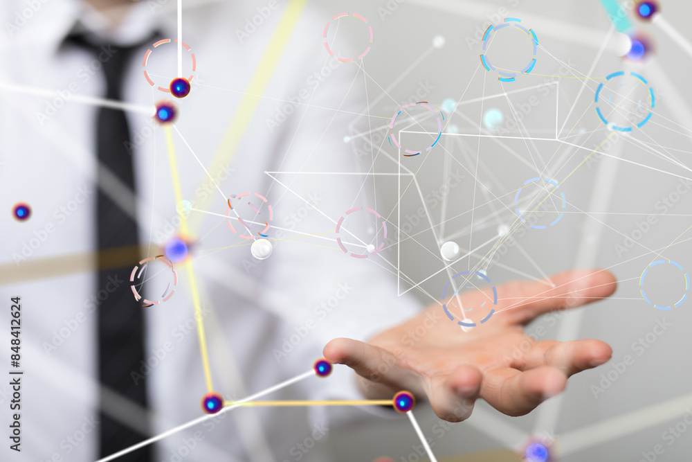 Poster conference digital network and data concept 3d