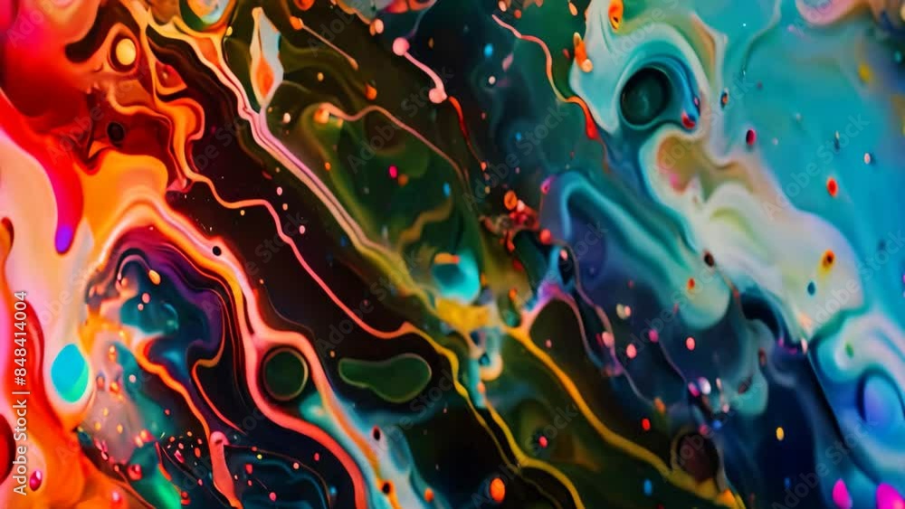 Aufkleber close-up view of a colorful painting showing intricate swirls and bursts of various hues, an abstrac