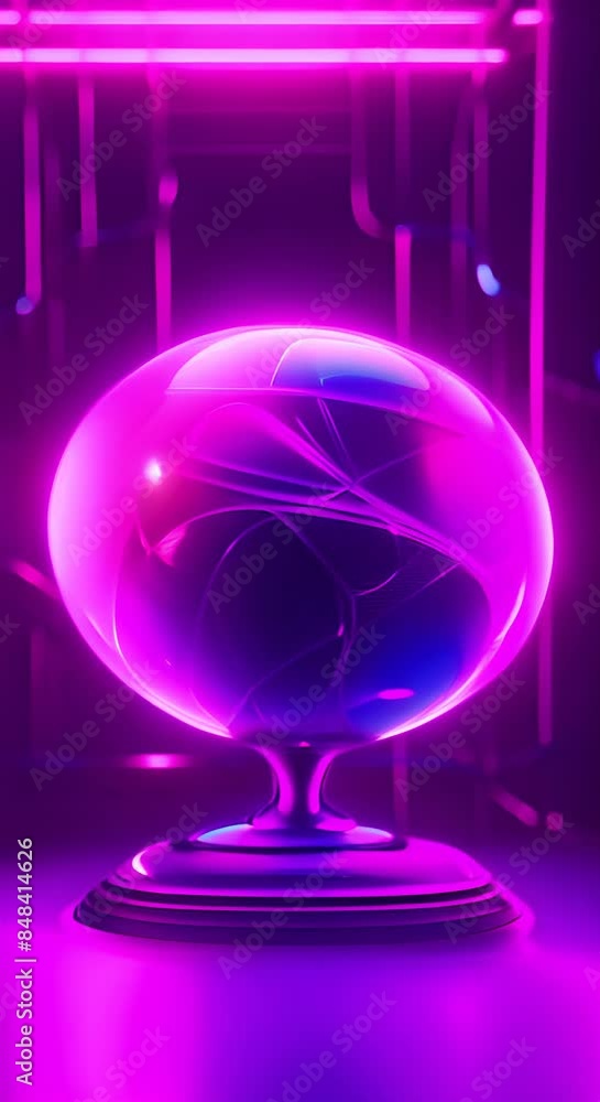 Poster neon shape futuristic deform 3d render abstract art video of surreal 3d ball or sphere in curve wavy