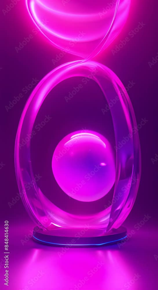 Poster neon shape futuristic deform 3d render abstract art video of surreal 3d ball or sphere in curve wavy
