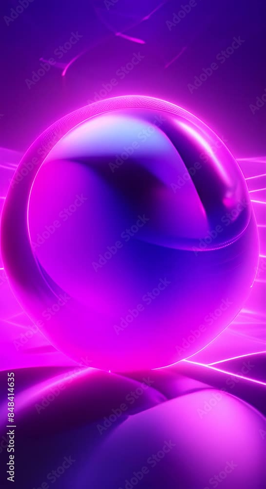 Poster neon shape futuristic deform 3d render abstract art video of surreal 3d ball or sphere in curve wavy