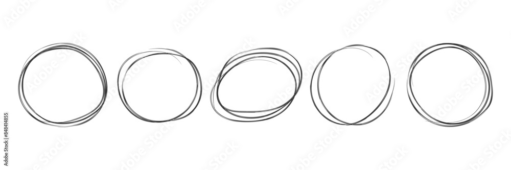 Poster outline circles highlight collection. doodle sketch round frame set. element for highlighting text n