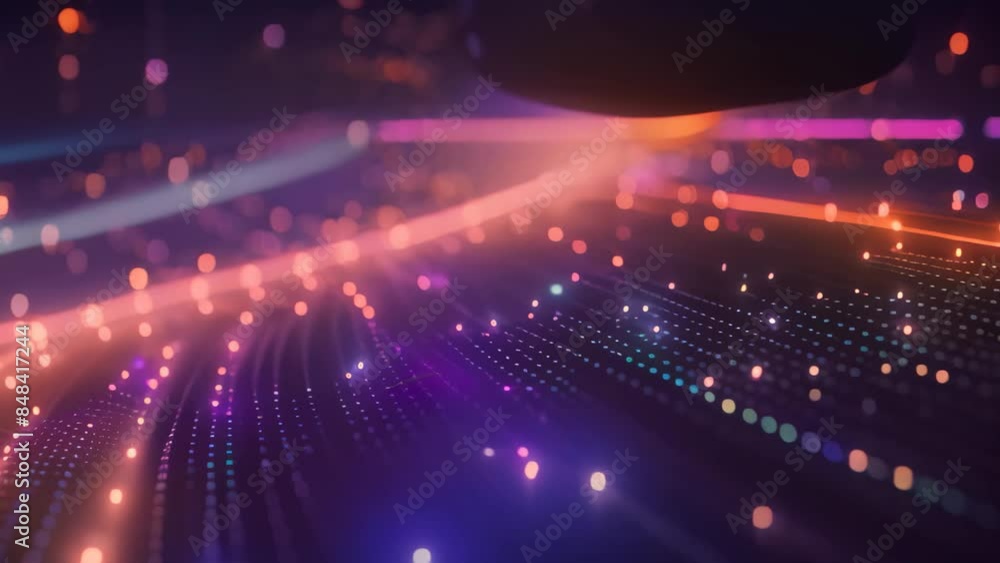 Poster multicolored lights creating abstract pattern on dark background, an abstract representation of data