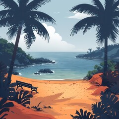 Summer Vacation Feeling Background Illustration