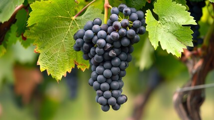 Fototapeta premium Ripe Purple Grapes Hanging on Vine