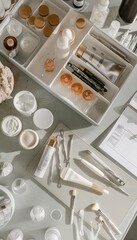 Professional Esthetician's Workstation - Organized Microdermabrasion Tools and Skincare Products