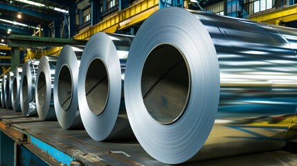 Galvalume Sheet Metal Rolls in Industrial Warehouse