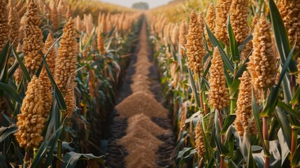 Unprocessed Sorghum in Grain Processing Plant Agricultural Industry Concept