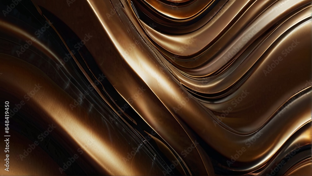 Poster a close-up abstract image of a bronze metal surface with a wavy texture. the metal appears to be smo