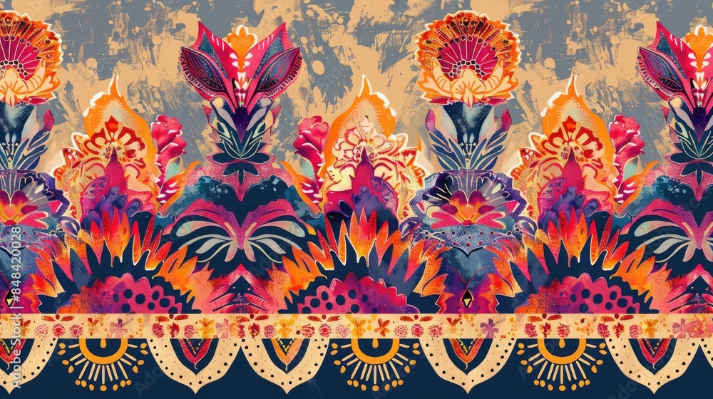 Poster designing borders and patterns for digital textiles