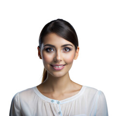 Fototapeta premium Smiling young woman portrait on a transparent background