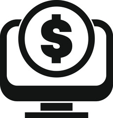Fototapeta premium Computer screen displaying a dollar sign, representing online transactions and digital finances