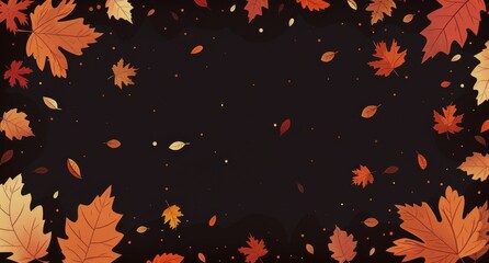 Colorful Autumn Leaves Falling On Dark Background