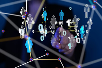 Abstract technology group and data 3d