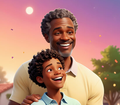 Happy fathers day themed template, father and child illustration, abstract background 