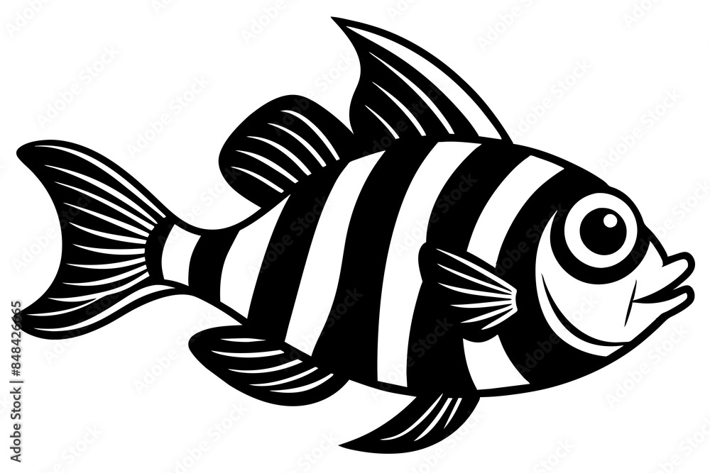 Wall mural striped goofy fish   silhouette vector