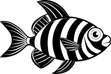 striped goofy fish   silhouette vector