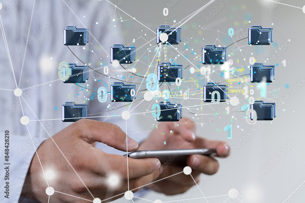 Leinwandbilder Cloud computing concept.Abstract cloud connection technology background.