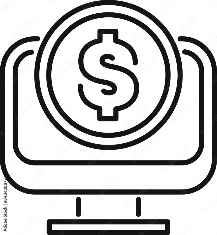 Poster simple icon of an online banking system displaying a dollar currency sign