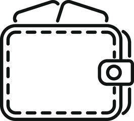 Simple line drawing of a wallet with money bills sticking out of the top