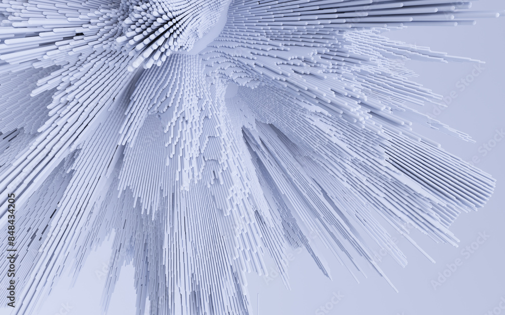 Aufkleber 3d render of abstract deatailed shape. dynamic futuristic background.