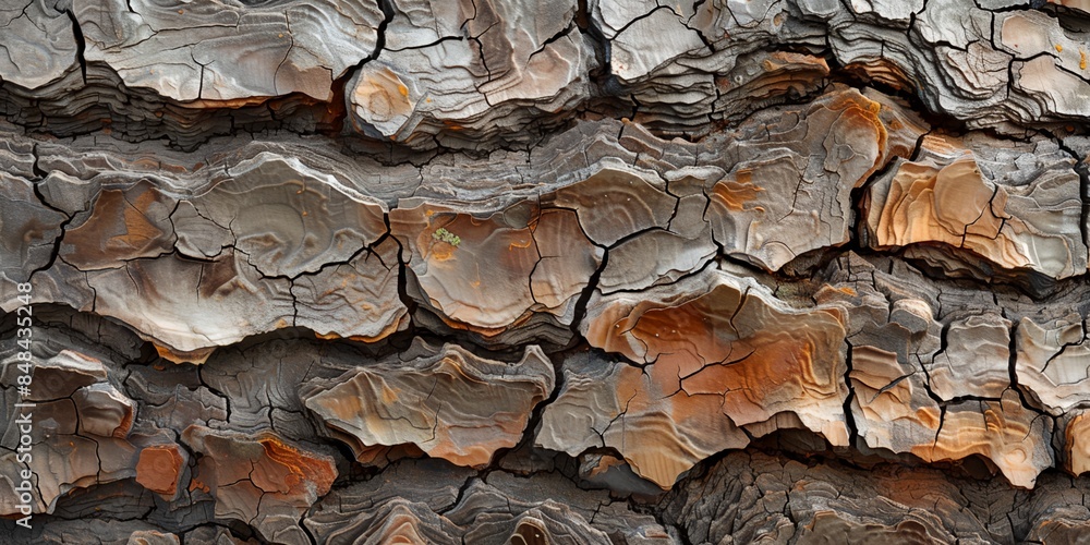 Aufkleber close up of a tree trunk with a brown and tan pattern