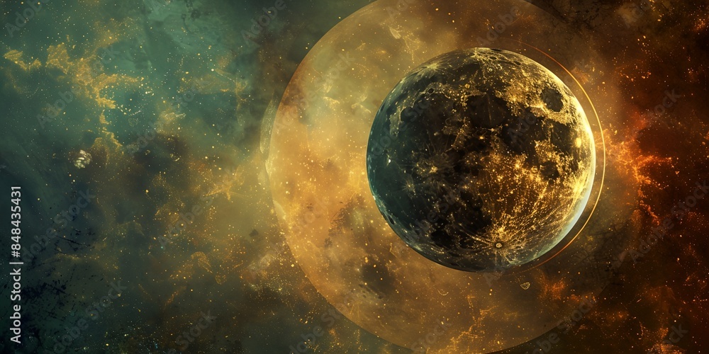 Poster planet in a space with a star in the background