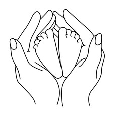 a woman's hands holding a baby's legs 