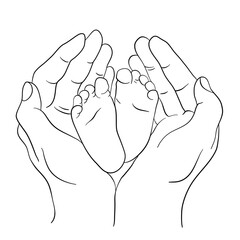 a woman's hands holding a baby's legs 