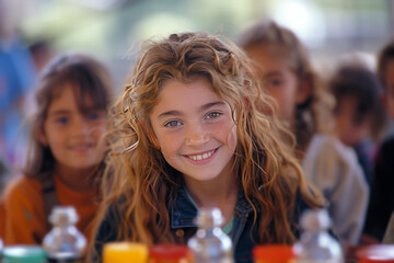 Young Students Engaging in a Science Experiment With Colorful Liquids in a Classroom Setting