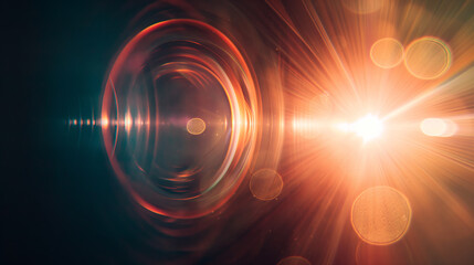 Lense flare overlay on black background design element
